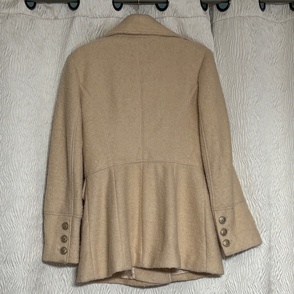 GUESS Womens Beige Wool Blend Double Breasted Button-Up Lined  Coat- Size Medium - Picture 2 of 11